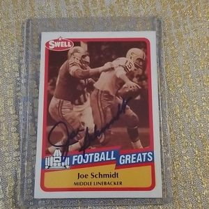 HOF Joe Schmidt autographed football card